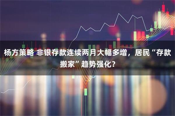 杨方策略 非银存款连续两月大幅多增，居民“存款搬家”趋势强化？