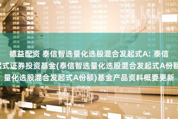 德益配资 泰信智选量化选股混合发起式A: 泰信智选量化选股混合型发起式证券投资基金(泰信智选量化选股混合发起式A份额)基金产品资料概要更新